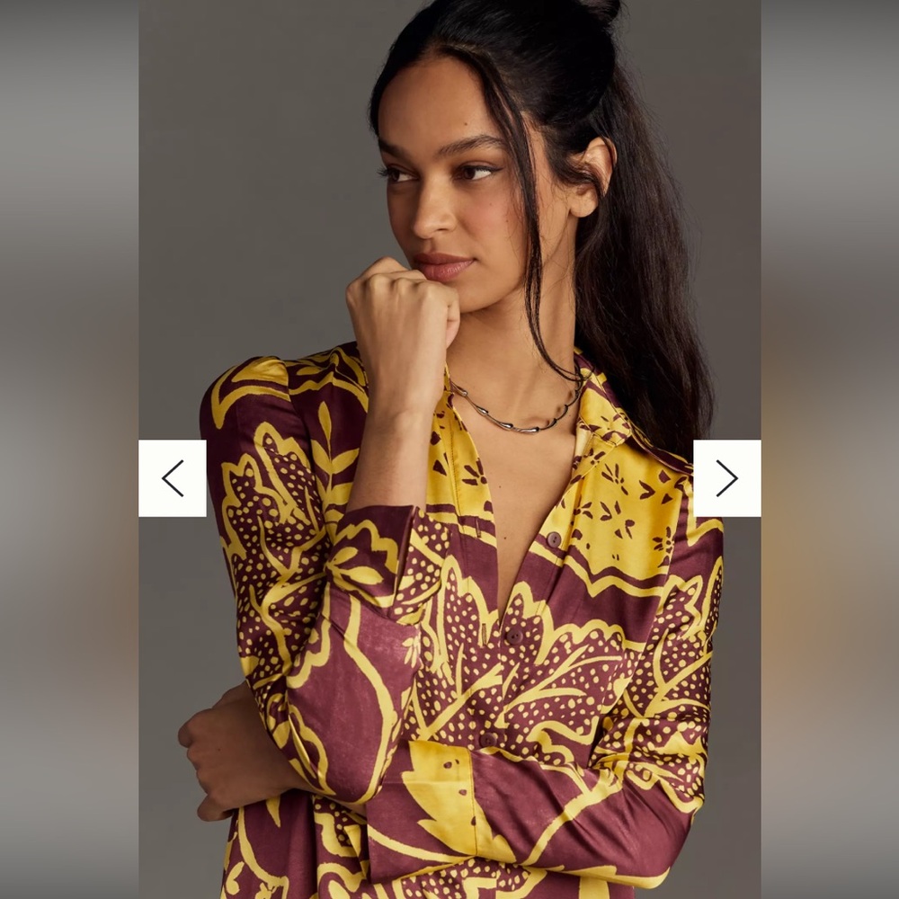 NWT Anthropologie Corey Lynn Carter Long Sleeve Printed Shirt Maxi Dress S $198 - Picture 2 of 10